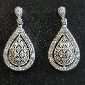 Sterling Silver 925 Filigree Teardrop Earrings, HDS Stamped (Helzberg)
